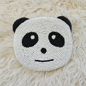 Handmade Panda Double Sides Beading Coin Pouch 4"x 4"